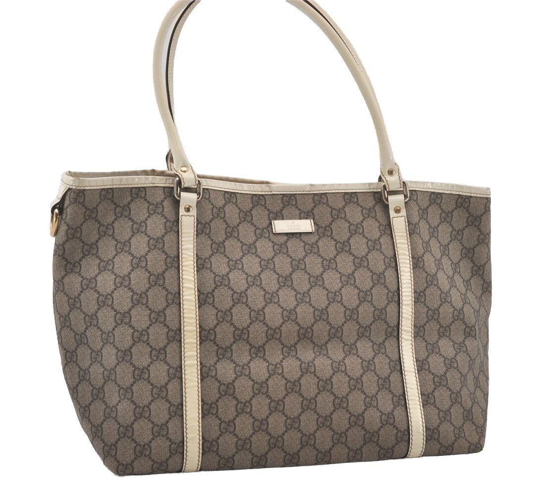 Authentic GUCCI Vintage Shoulder Tote Bag GG PVC Enamel 197953 Brown 6486I