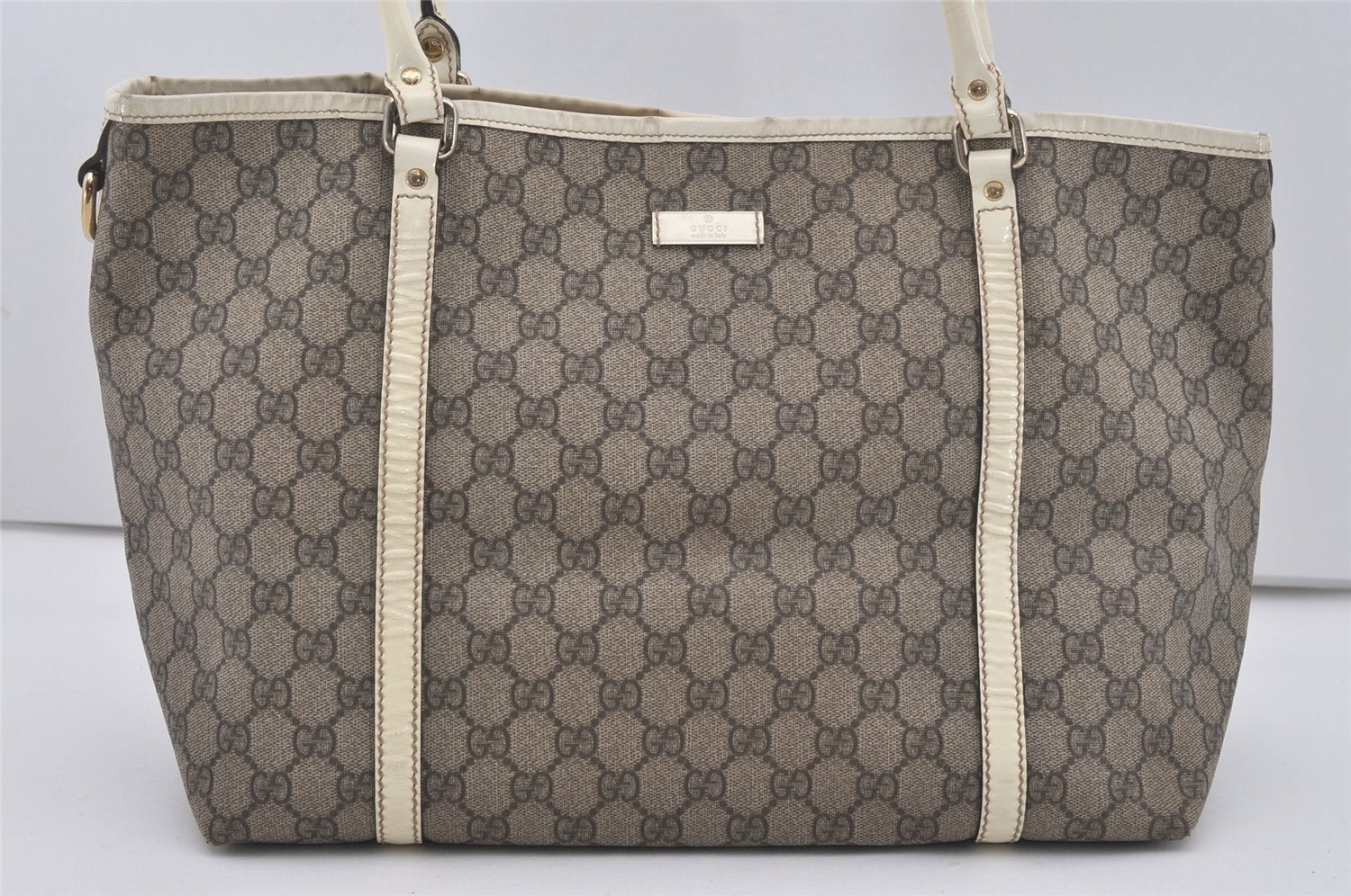 Authentic GUCCI Vintage Shoulder Tote Bag GG PVC Enamel 197953 Brown 6486I