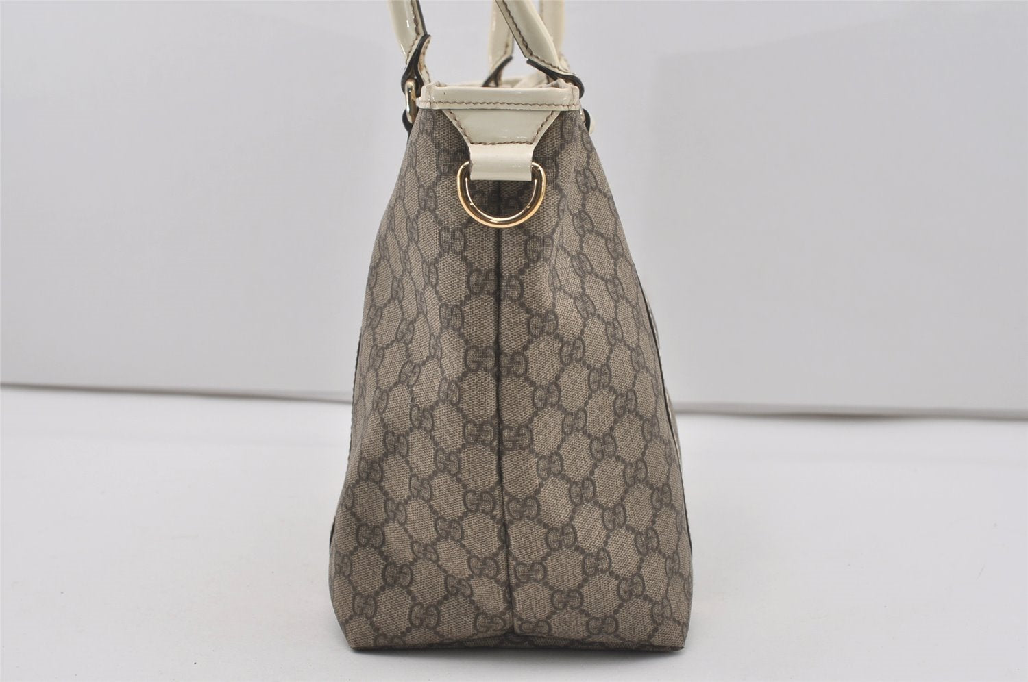 Authentic GUCCI Vintage Shoulder Tote Bag GG PVC Enamel 197953 Brown 6486I