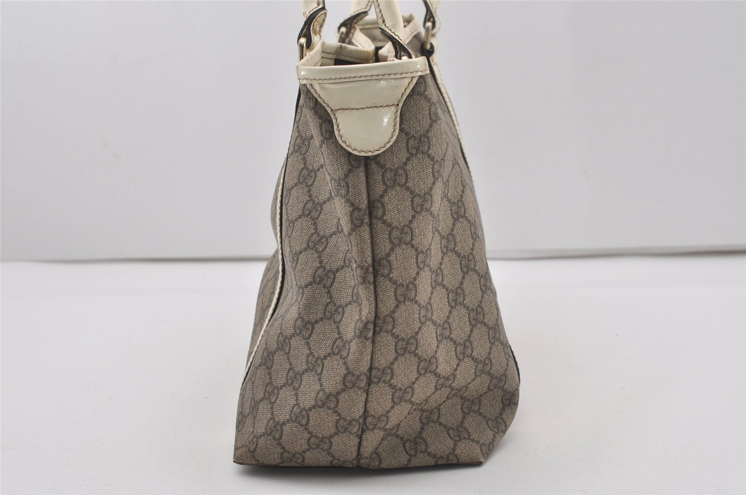 Authentic GUCCI Vintage Shoulder Tote Bag GG PVC Enamel 197953 Brown 6486I