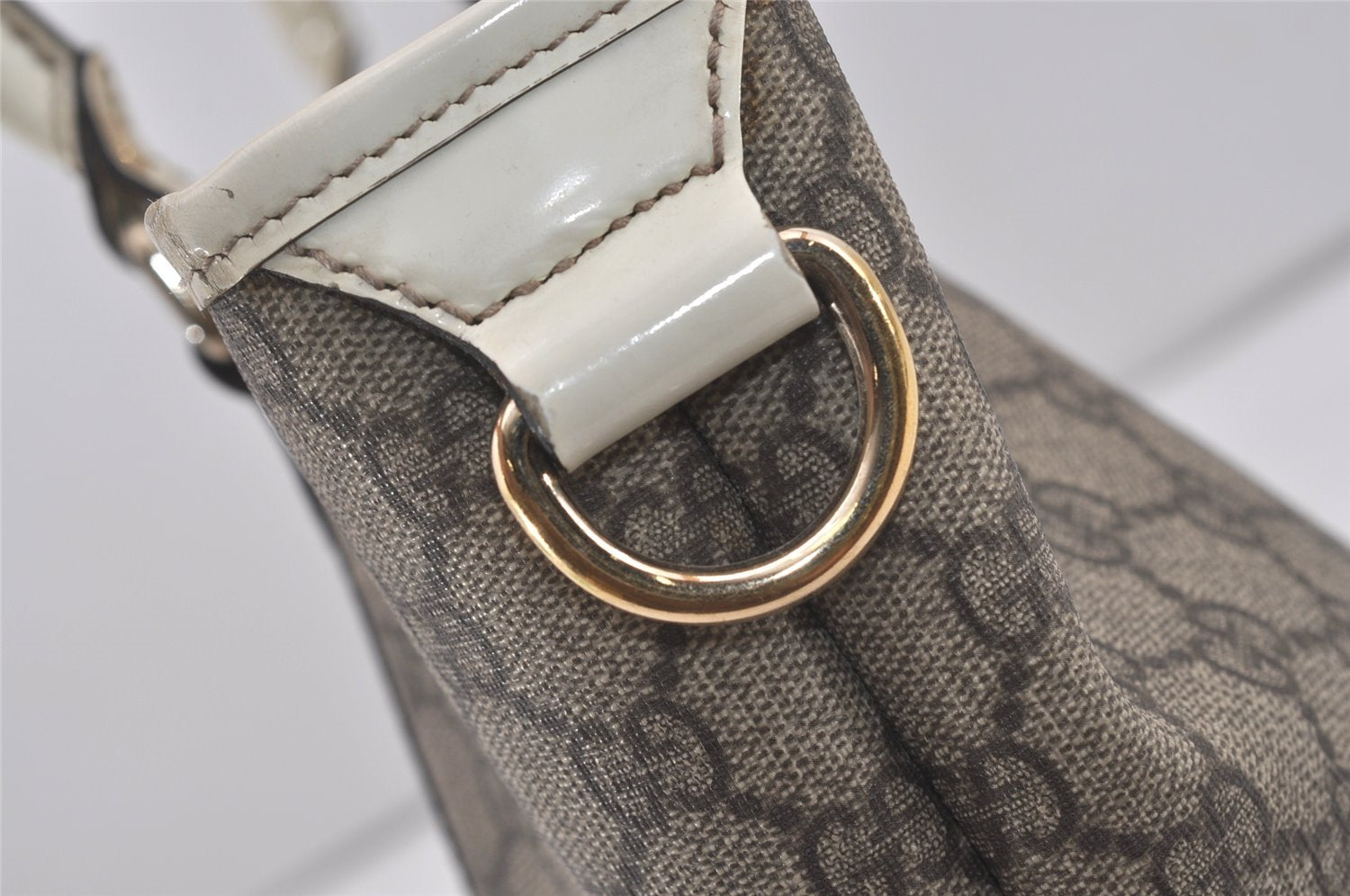 Authentic GUCCI Vintage Shoulder Tote Bag GG PVC Enamel 197953 Brown 6486I