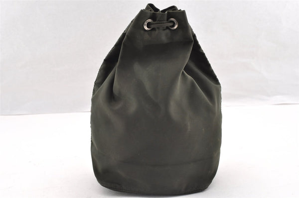 Authentic PRADA Nylon Tessuto Leather Drawstring Bag Purse Khaki Green 6488I