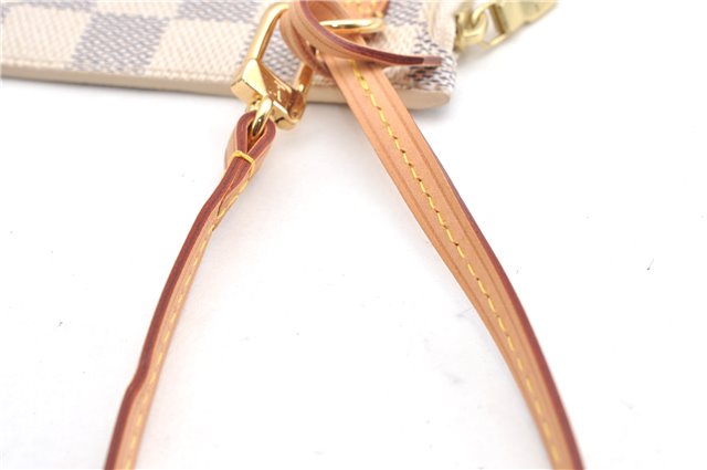 Authentic Louis Vuitton Damier Azur Neverfull Pouch Purse Clutch LV 6489F