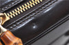 Authentic GUCCI Bamboo Vanity Hand Bag Cosmetic Purse Leather Brown 6500B