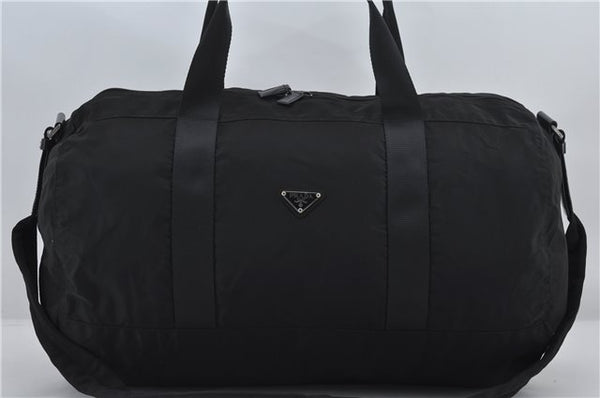 Authentic PRADA Nylon Tessuto Leather 2Way Travel Boston Bag Black 6500E