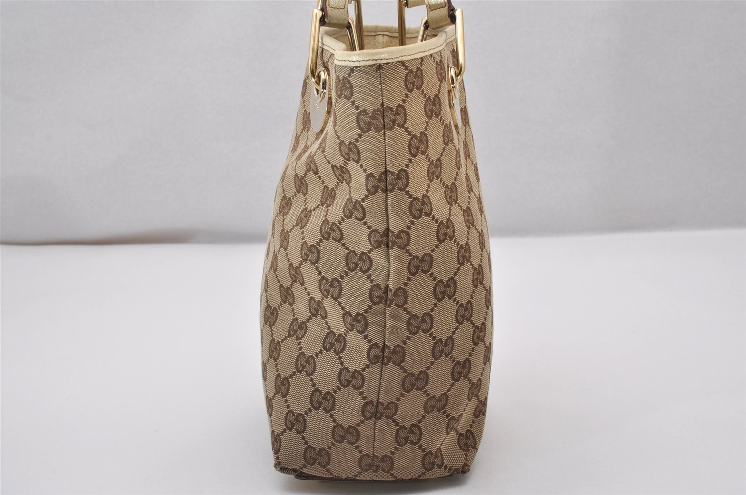 Authentic GUCCI Eclipse Shoulder Tote Bag GG Canvas Leather 120840 Brown 6502I