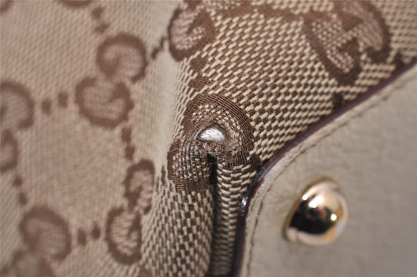 Authentic GUCCI Eclipse Shoulder Tote Bag GG Canvas Leather 120840 Brown 6502I