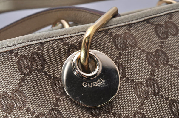Authentic GUCCI Eclipse Shoulder Tote Bag GG Canvas Leather 120840 Brown 6502I