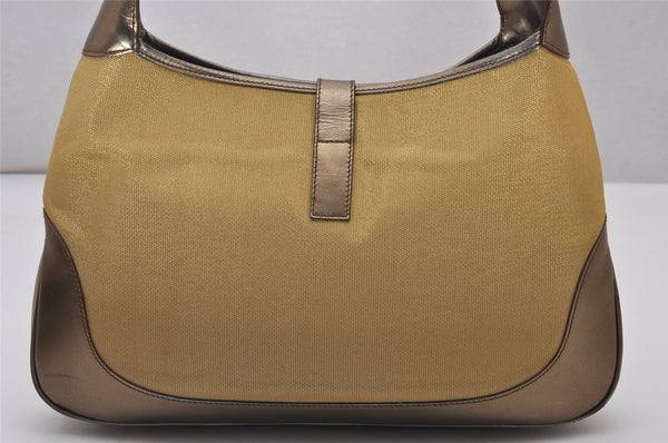 Auth GUCCI Sherry Line Jackie Shoulder Bag Canvas Leather 0013306 Gold 6503I