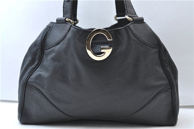 Authentic GUCCI Guccissima GG Leather Shoulder Tote Bag 223972 Black 6505E