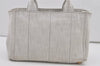 Authentic PRADA Vintage Canapa SS Denim 2Way Shoulder Hand Bag Purse White 6510I