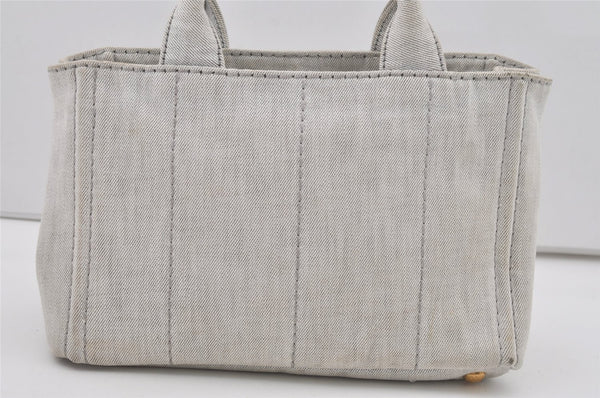 Authentic PRADA Vintage Canapa SS Denim 2Way Shoulder Hand Bag Purse White 6510I