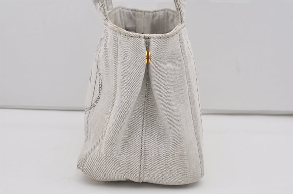 Authentic PRADA Vintage Canapa SS Denim 2Way Shoulder Hand Bag Purse White 6510I