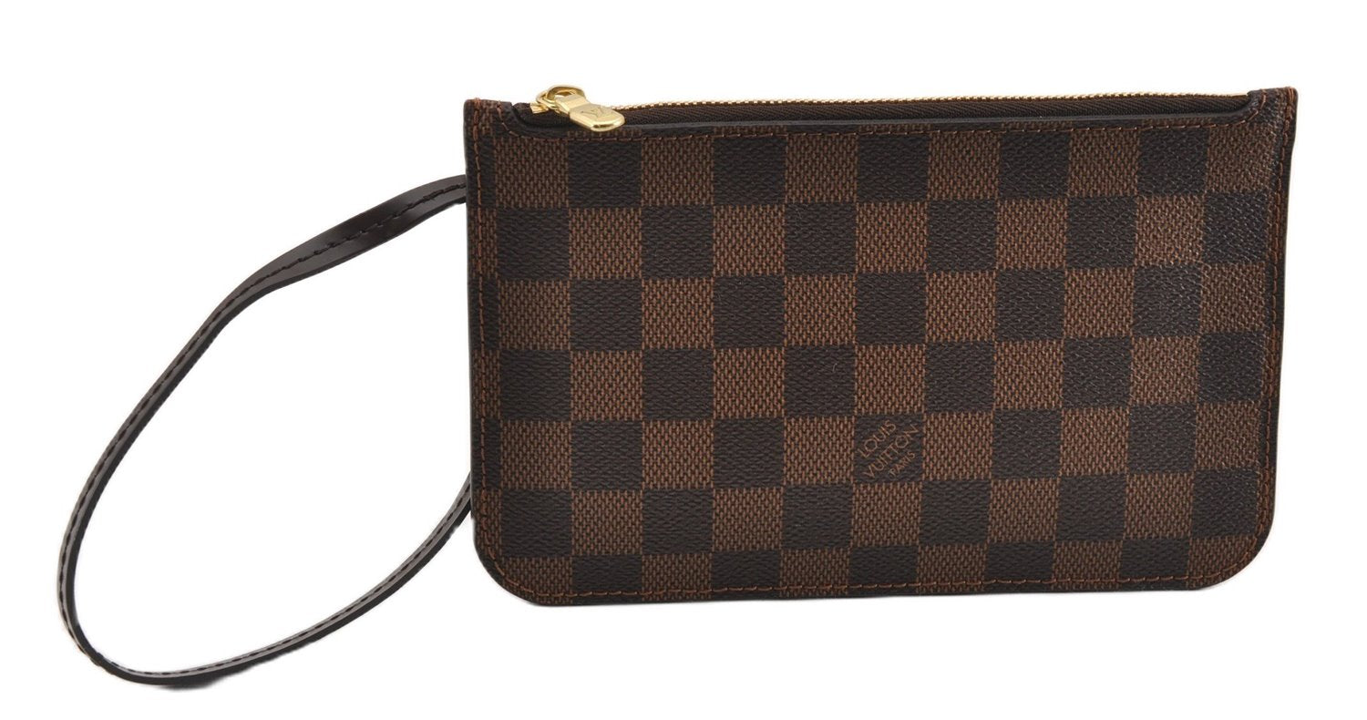 Authentic Louis Vuitton Damier Neverfull Pouch Purse Clutch Bag LV 6512F