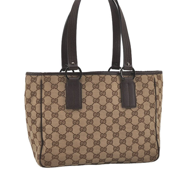 Authentic GUCCI Vintage Shoulder Tote Bag GG Canvas Leather 113019 Brown 6530I
