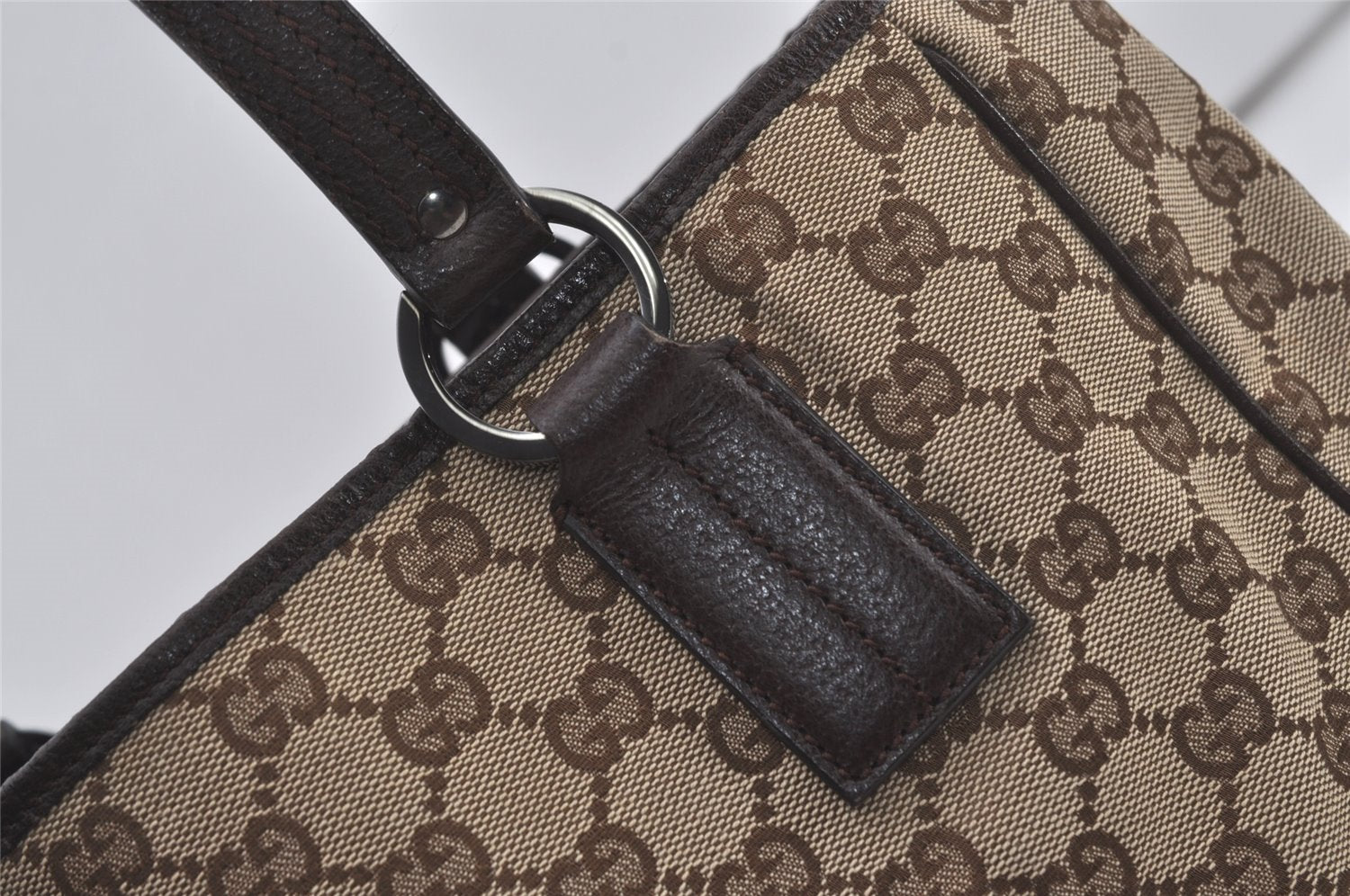 Authentic GUCCI Vintage Shoulder Tote Bag GG Canvas Leather 113019 Brown 6530I