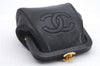 Authentic CHANEL Caviar Skin CoCo Mark Cosmetic Pouch Purse Black 6531C