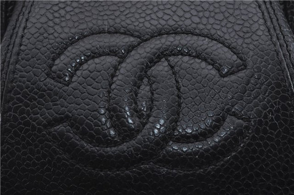 Authentic CHANEL Caviar Skin CoCo Mark Cosmetic Pouch Purse Black 6531C