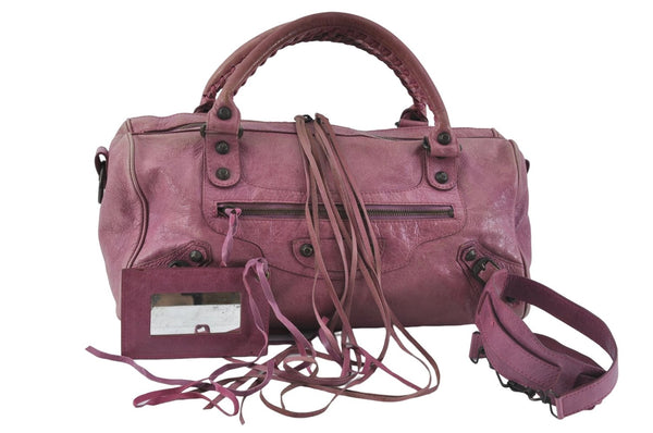 Authentic BALENCIAGA Classic The Twiggy 2Way Hand Bag Leather 128523 Pink 6532B