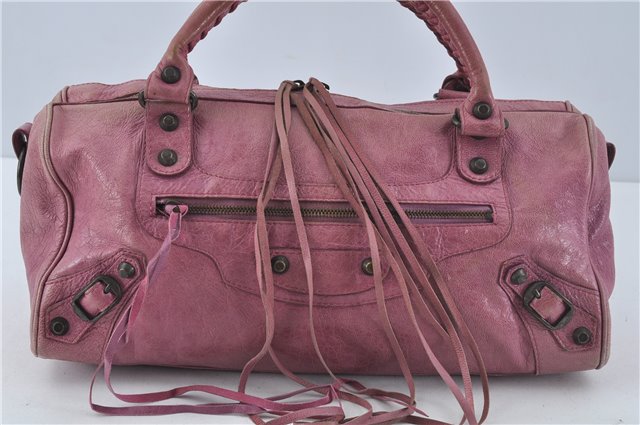 Authentic BALENCIAGA Classic The Twiggy 2Way Hand Bag Leather 128523 Pink 6532B