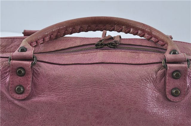 Authentic BALENCIAGA Classic The Twiggy 2Way Hand Bag Leather 128523 Pink 6532B