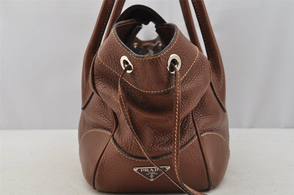 Authentic PRADA Vintage Leather Nappa Shoulder Tote Bag Brown 6532I