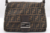 Authentic FENDI Zucca Mamma Baguette Shoulder Bag Canvas Leather Brown 6534I