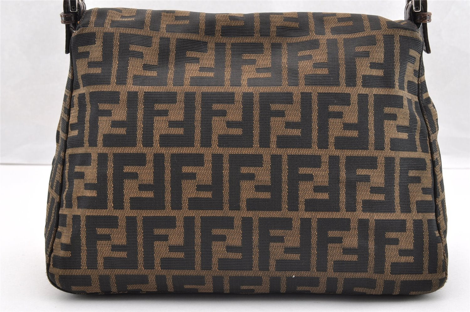 Authentic FENDI Zucca Mamma Baguette Shoulder Bag Canvas Leather Brown 6534I