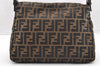 Authentic FENDI Zucca Mamma Baguette Shoulder Bag Canvas Leather Brown 6534I