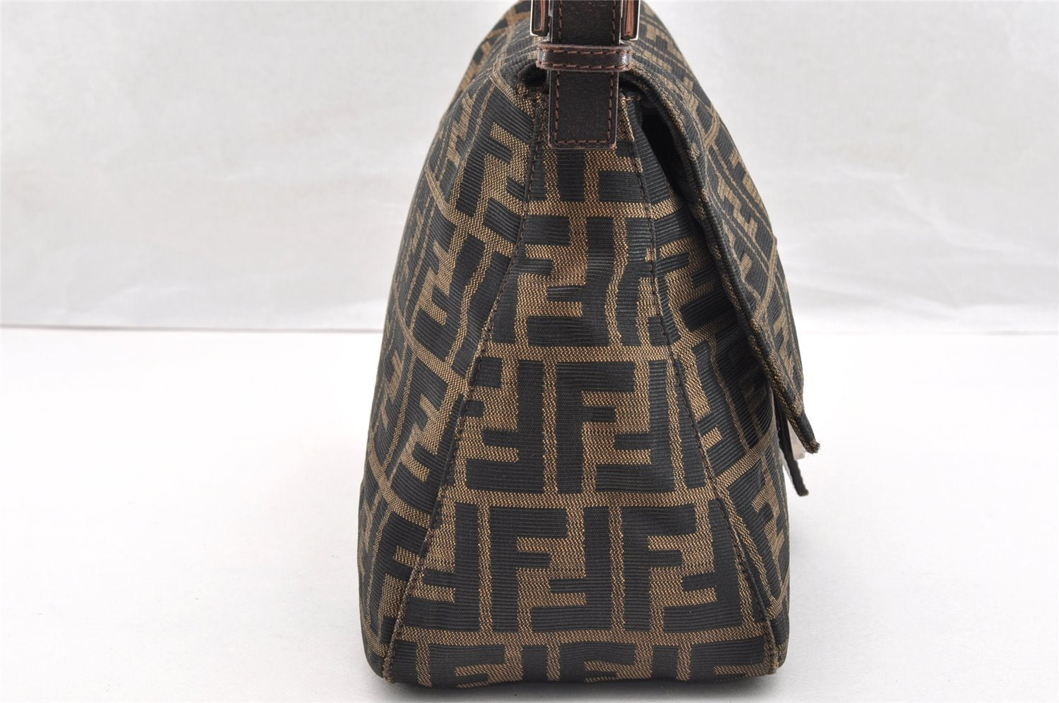 Authentic FENDI Zucca Mamma Baguette Shoulder Bag Canvas Leather Brown 6534I