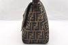 Authentic FENDI Zucca Mamma Baguette Shoulder Bag Canvas Leather Brown 6534I