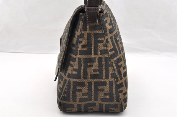 Authentic FENDI Zucca Mamma Baguette Shoulder Bag Canvas Leather Brown 6534I