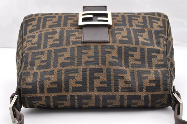 Authentic FENDI Zucca Mamma Baguette Shoulder Bag Canvas Leather Brown 6534I