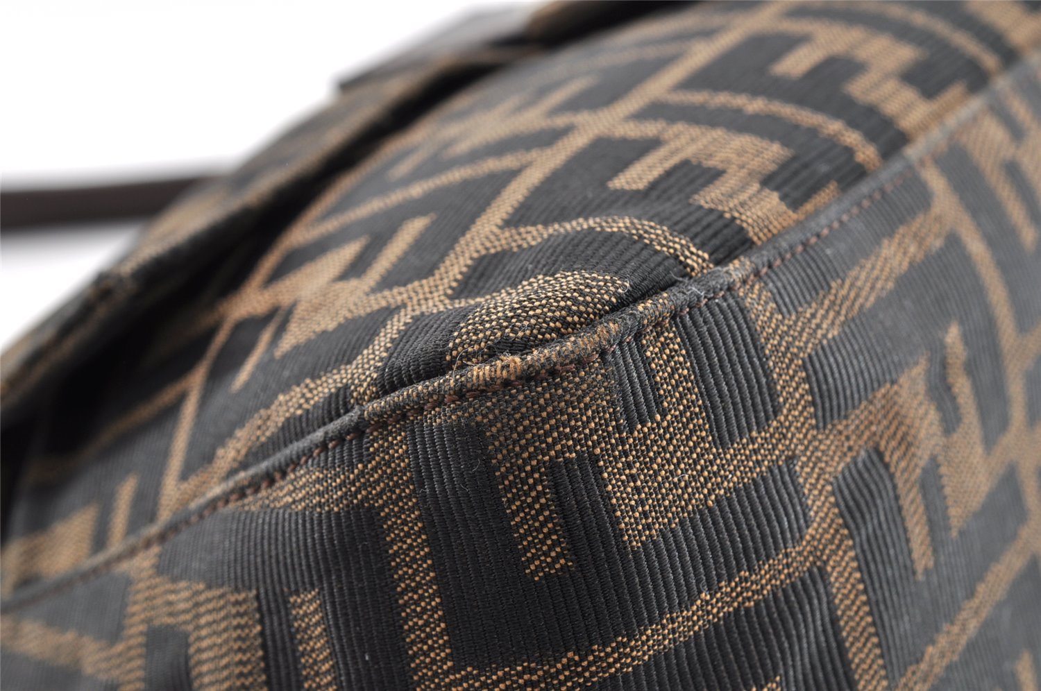 Authentic FENDI Zucca Mamma Baguette Shoulder Bag Canvas Leather Brown 6534I