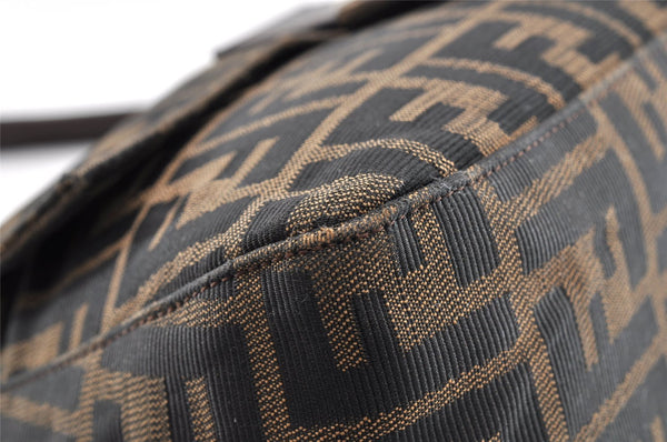 Authentic FENDI Zucca Mamma Baguette Shoulder Bag Canvas Leather Brown 6534I