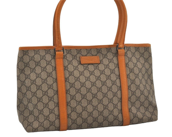 Authentic GUCCI Vintage Shoulder Tote Bag GG PVC Leather 114595 Brown 6535I