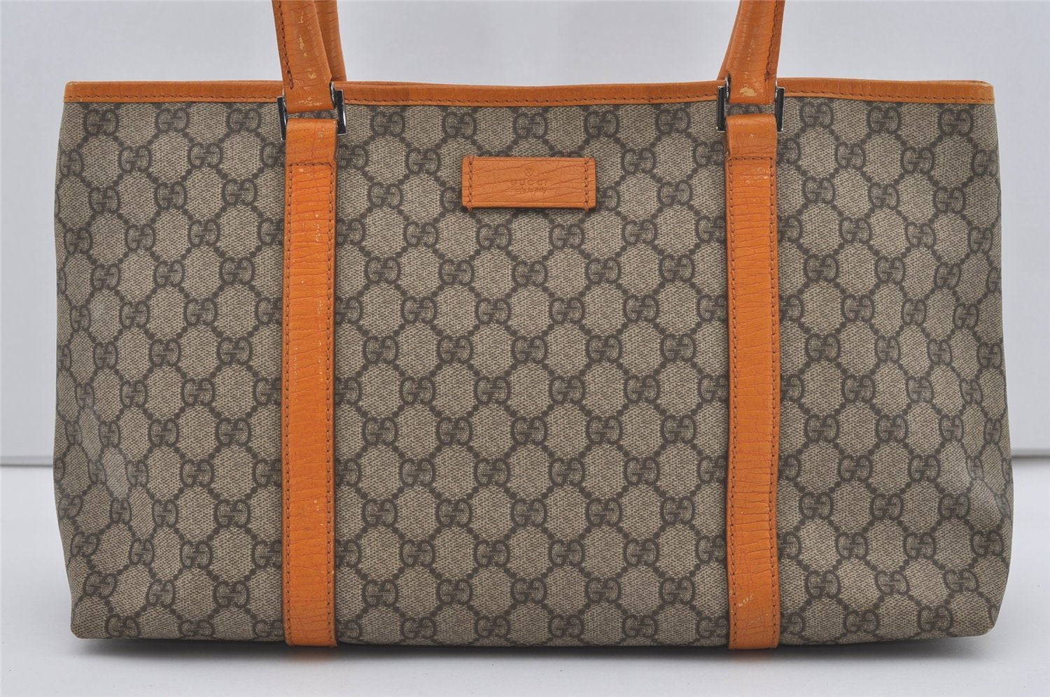 Authentic GUCCI Vintage Shoulder Tote Bag GG PVC Leather 114595 Brown 6535I