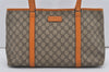 Authentic GUCCI Vintage Shoulder Tote Bag GG PVC Leather 114595 Brown 6535I