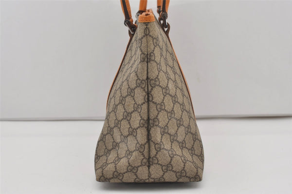 Authentic GUCCI Vintage Shoulder Tote Bag GG PVC Leather 114595 Brown 6535I
