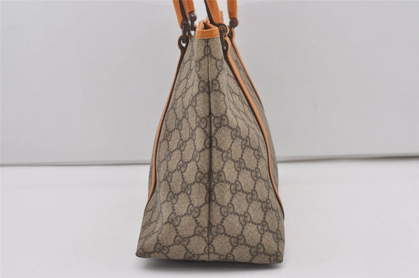 Authentic GUCCI Vintage Shoulder Tote Bag GG PVC Leather 114595 Brown 6535I