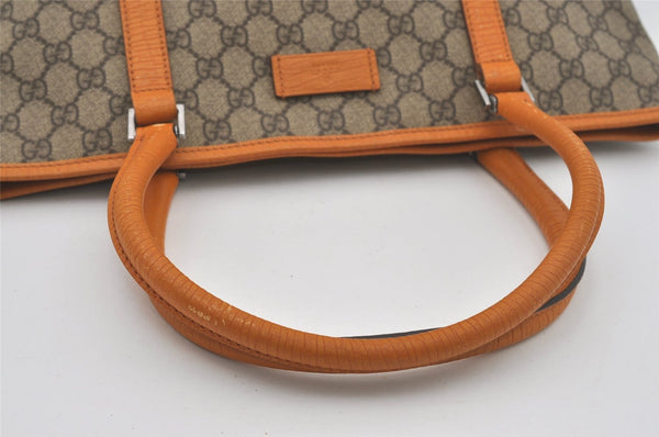 Authentic GUCCI Vintage Shoulder Tote Bag GG PVC Leather 114595 Brown 6535I