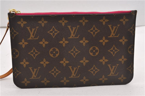 Authentic Louis Vuitton Monogram Neverfull Pouch Purse Clutch Bag Pink LV 6536F