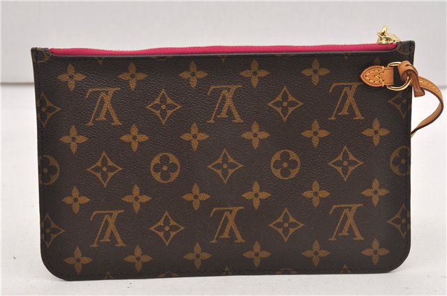 Authentic Louis Vuitton Monogram Neverfull Pouch Purse Clutch Bag Pink LV 6536F