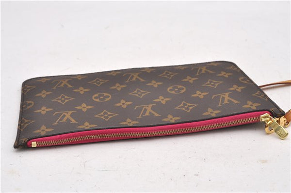 Authentic Louis Vuitton Monogram Neverfull Pouch Purse Clutch Bag Pink LV 6536F