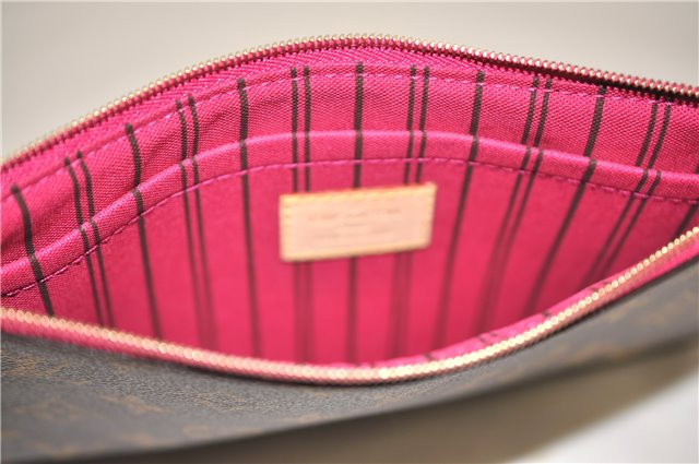 Authentic Louis Vuitton Monogram Neverfull Pouch Purse Clutch Bag Pink LV 6536F