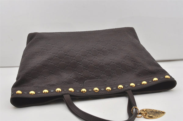 Authentic GUCCI Heart Crest Guccissima Tote Bag GG Leather 207291 Brown 6536I