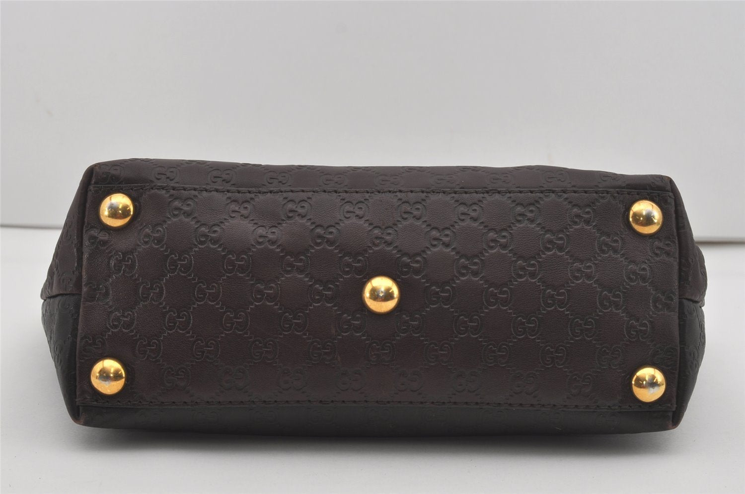 Authentic GUCCI Heart Crest Guccissima Tote Bag GG Leather 207291 Brown 6536I