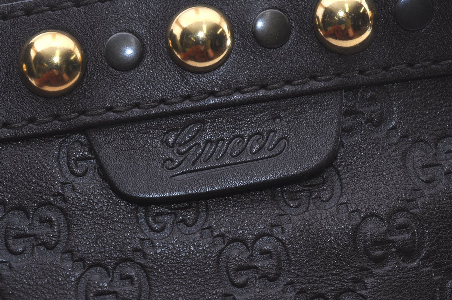 Authentic GUCCI Heart Crest Guccissima Tote Bag GG Leather 207291 Brown 6536I