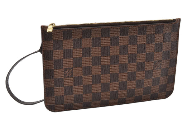 Authentic Louis Vuitton Damier Neverfull Pouch Purse Clutch Bag LV 6537F