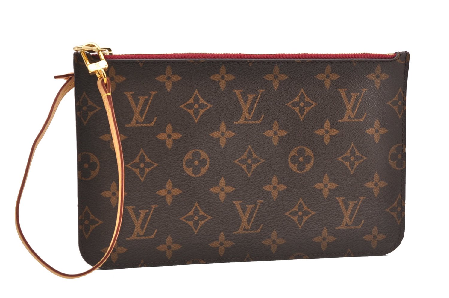 Authentic Louis Vuitton Monogram Neverfull Pouch Purse Clutch Bag Purple 6538F